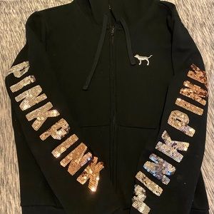 PINK sequin zip up and sweatpants